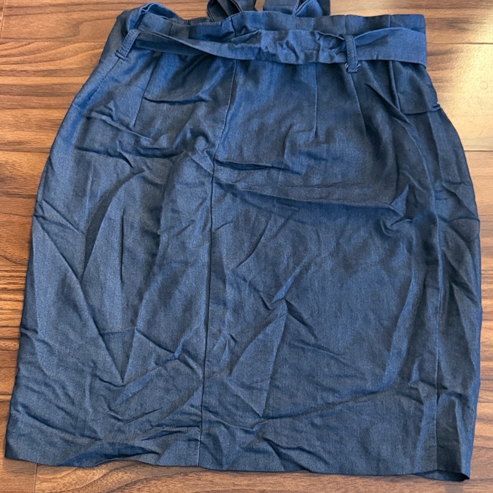 Bar III Dark Blue Paperbag Tie-Waist Pencil Skirt - Picture 4 of 6
